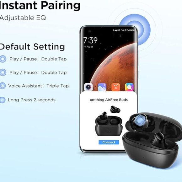 NEW Airfree Wirefree EarBuds Bluetooth, Earphones Headphones Black Handsfree - Picture 5 of 5